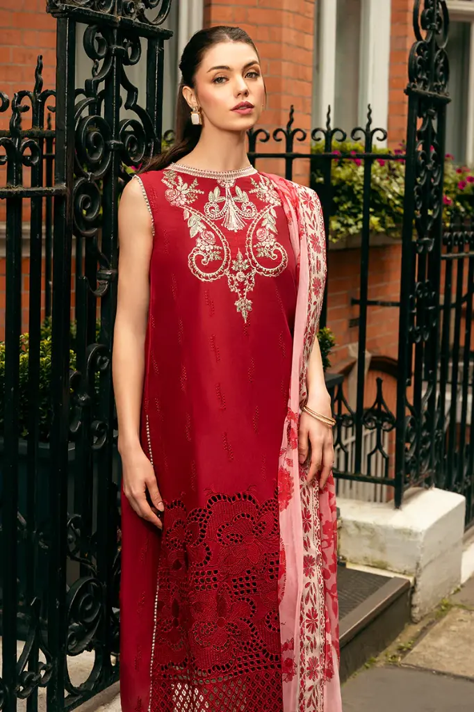 Mushq - Hemline Chikankari '24 Odyssey HMC-06 Crimson Chic