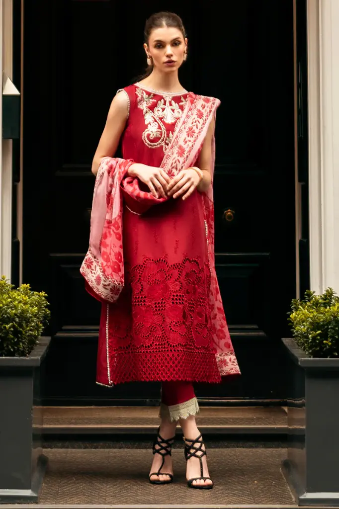 Mushq - Hemline Chikankari '24 Odyssey HMC-06 Crimson Chic