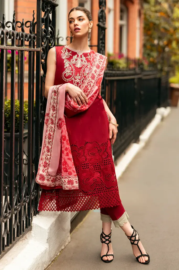 Mushq - Hemline Chikankari '24 Odyssey HMC-06 Crimson Chic