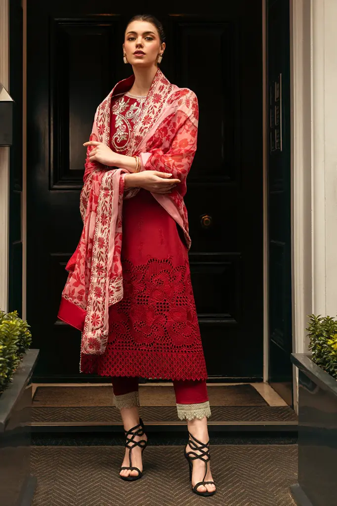Mushq - Hemline Chikankari '24 Odyssey HMC-06 Crimson Chic