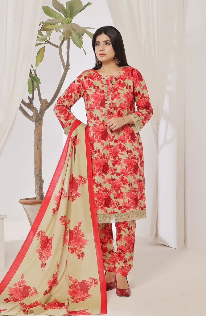 Designer Cotton Lawn 3 Pcs Unstitched Printed Collection 2024 - DL-175