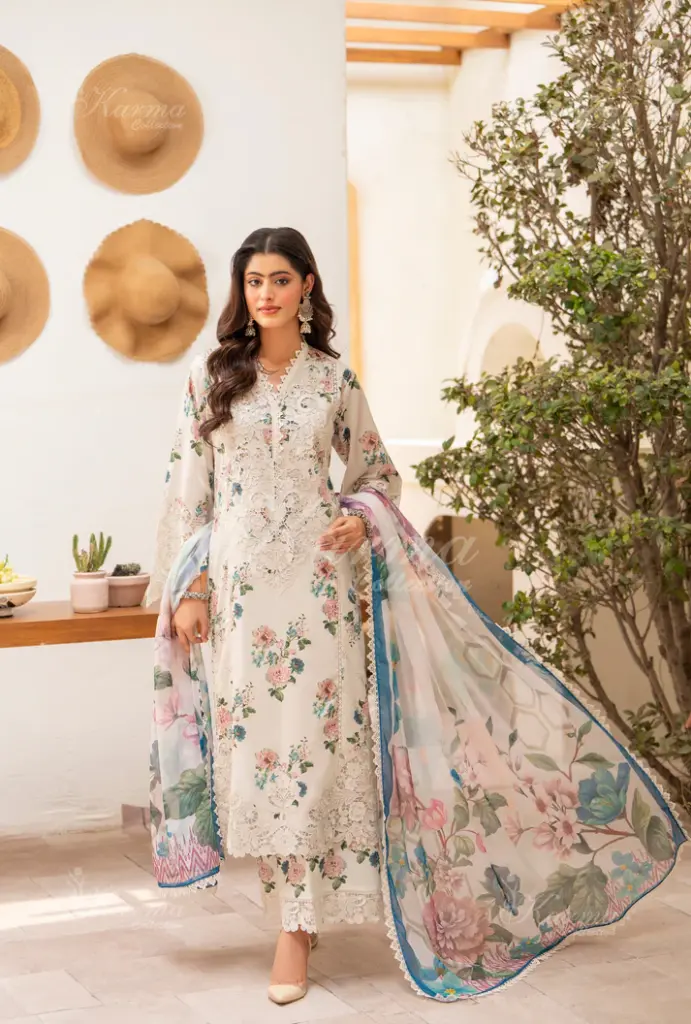 Karma Collection - Aaina Vol-II KC-1507 Teal White