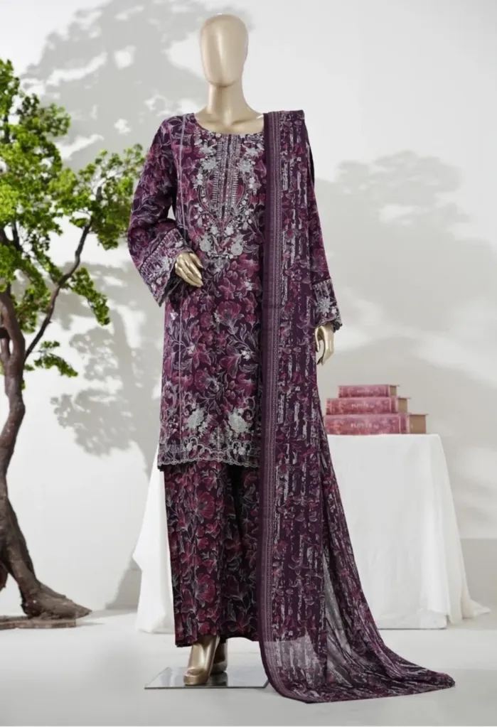 Bin Saeed - Luxury Lawn Embd with Broad Flapper D-02 (M)