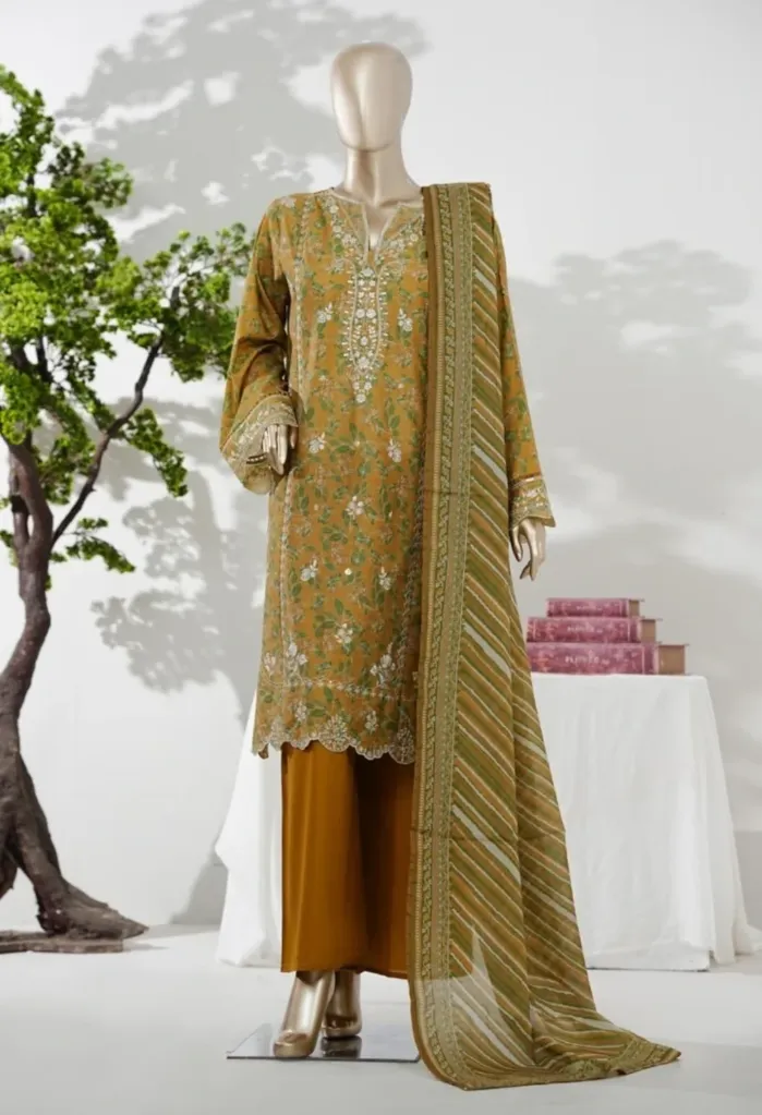 Bin Saeed - Luxury Lawn Embd with Broad Flapper D-03 (M)