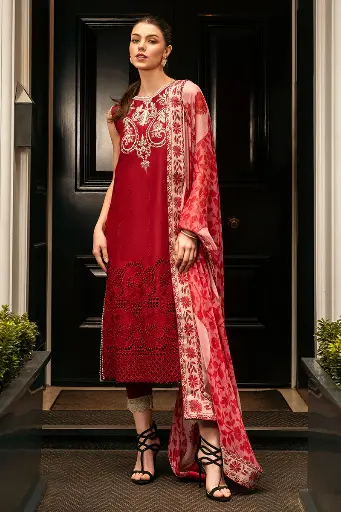 Mushq - Hemline Chikankari '24 Odyssey HMC-06 Crimson Chic