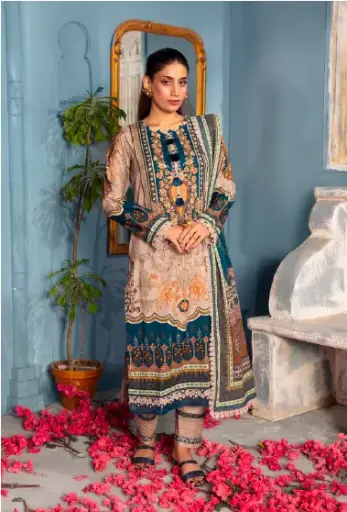 Gul Adhar - Rang E Haya 3Pc Printed - 06
