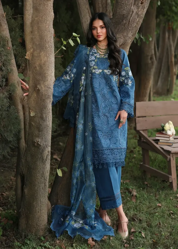 Sardinia - Tales Of Petals Luxury Lawn '26 - Blue Blossoms